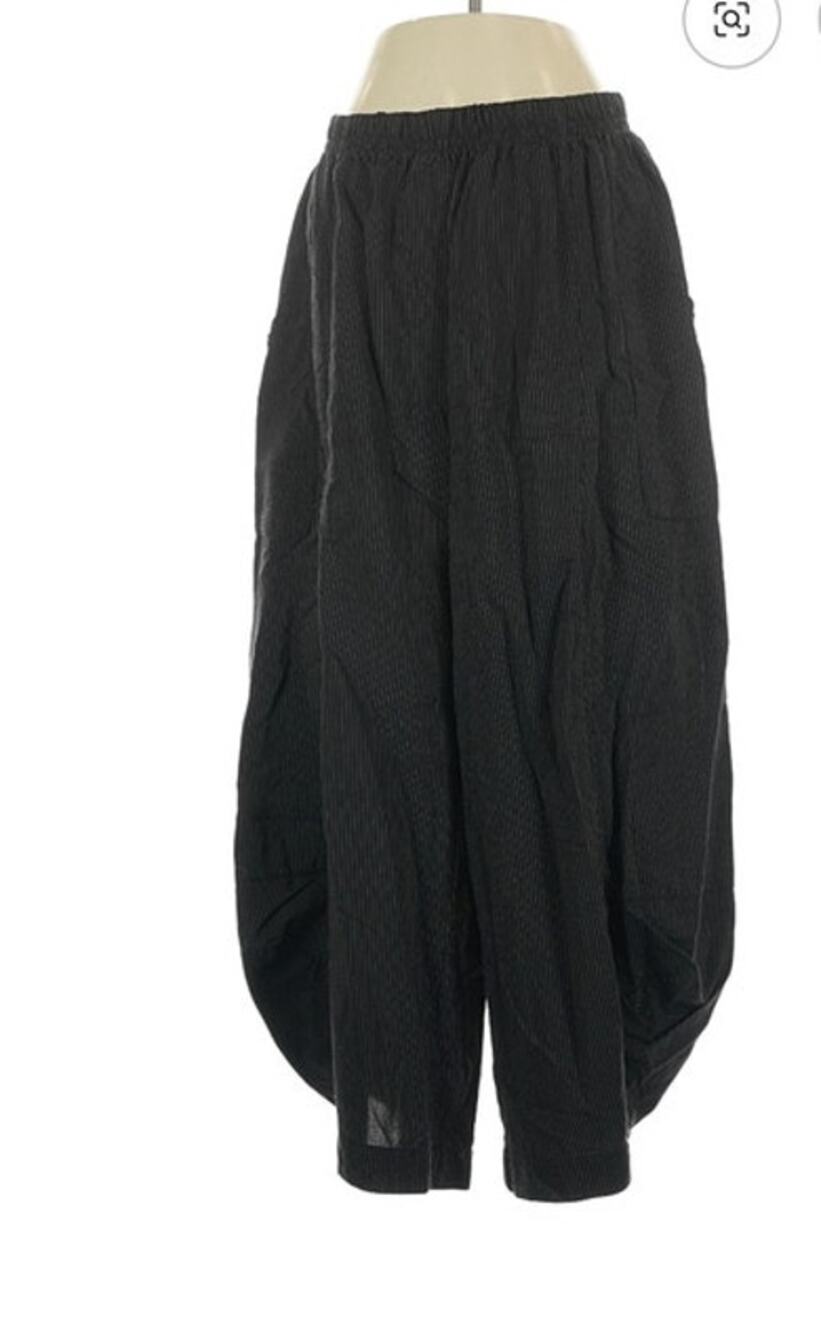 DRESS TO KILL Jane Mohr Sz 2 Black Pinstripe Lightweight Lantern Pants